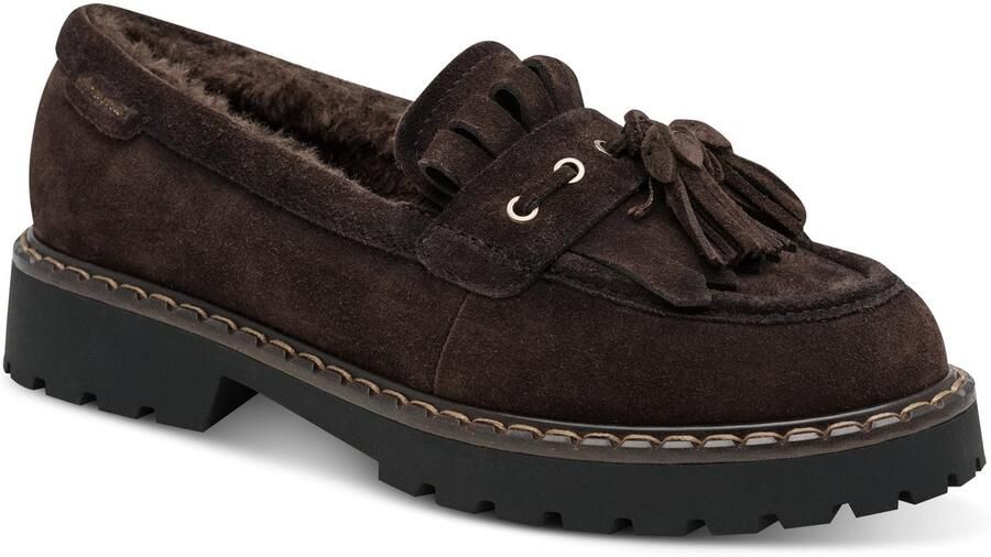 Tamaris dames leren slippers 1-24716-47-304 dames loafers met warme voering bruin