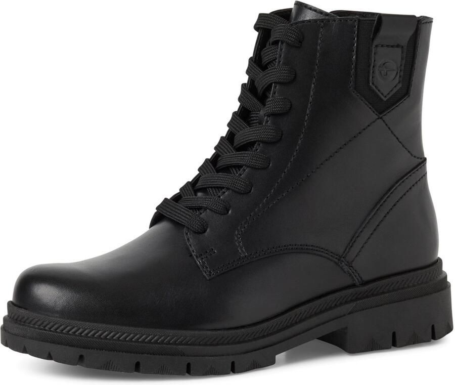 Tamaris Veterlaarsjes blokhak veterboots met modieuze siernaden