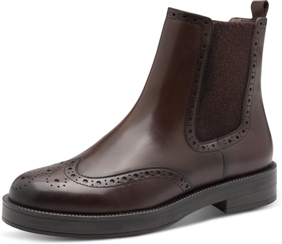 Tamaris Chelsea-boots hakken enkellaars zakelijke schoen met elegante lyra-perforatie