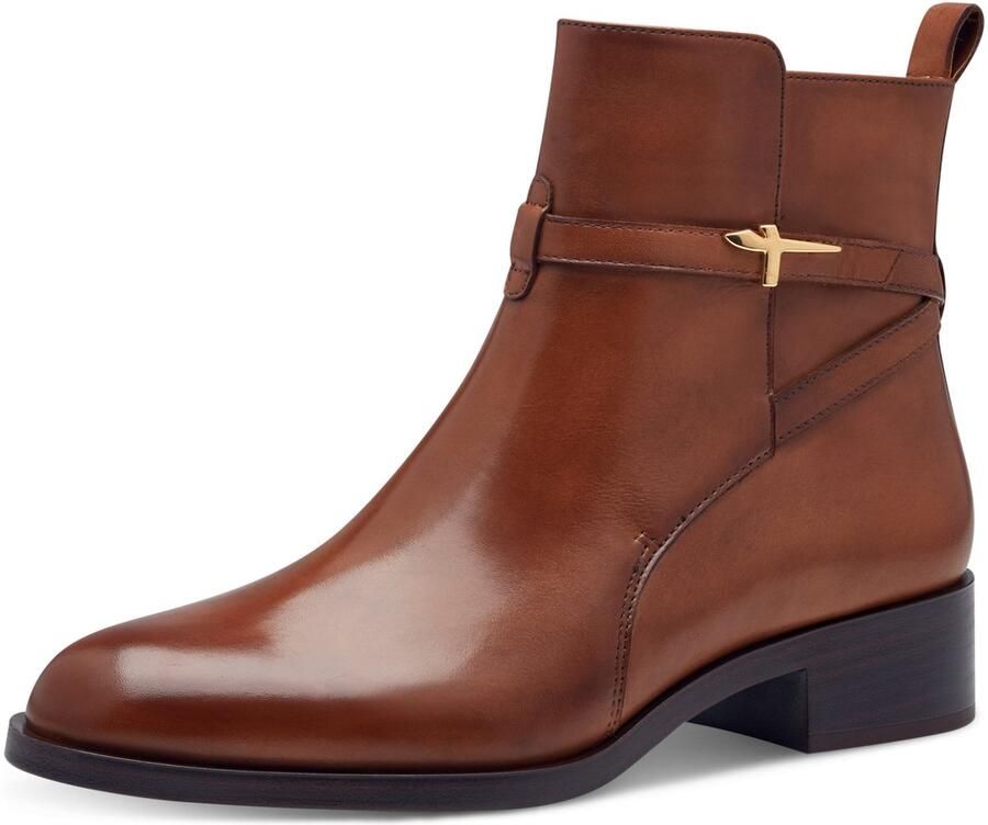 Tamaris Laarsjes blokhak business schoen ankleboots met t-logo decoratie