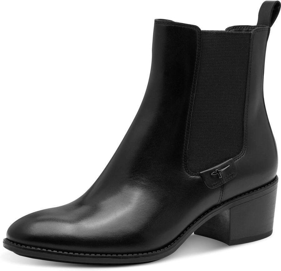 Tamaris Chelsea-boots blokhak westernlaarsjes met stretchinzet buiten