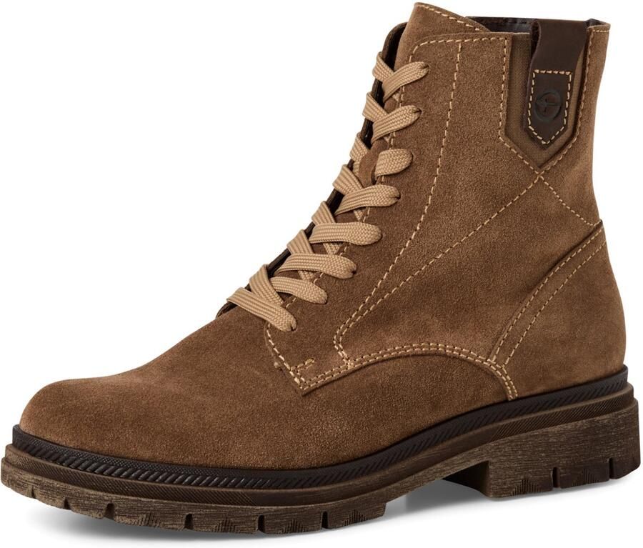 Tamaris Veterlaarsjes blokhak veterboots met modieuze siernaden