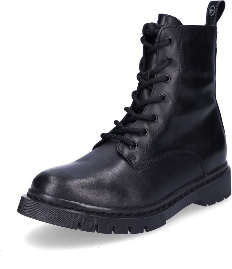 Tamaris Winterlaarzen blokhak veterschoenen winter enkellaars t-logo op de tong