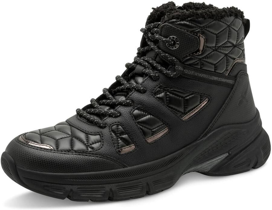 Tamaris Winterlaarzen sleehak veterboots met afgesteppte wattaties