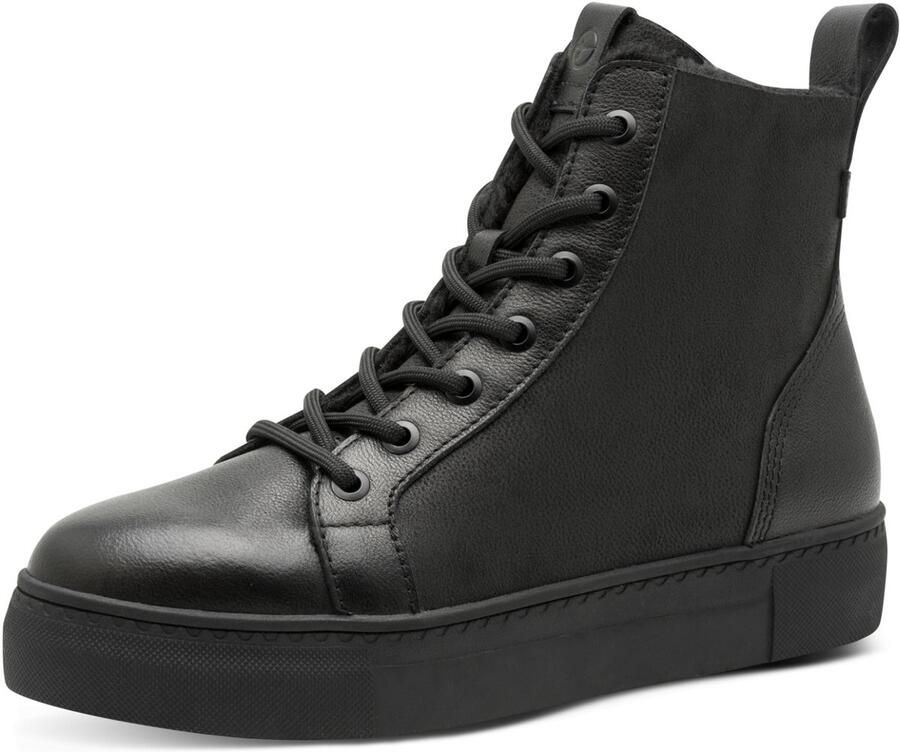 Tamaris Winterlaarzen plateau veterboots enkellaars t-logo embleem op de schoentong