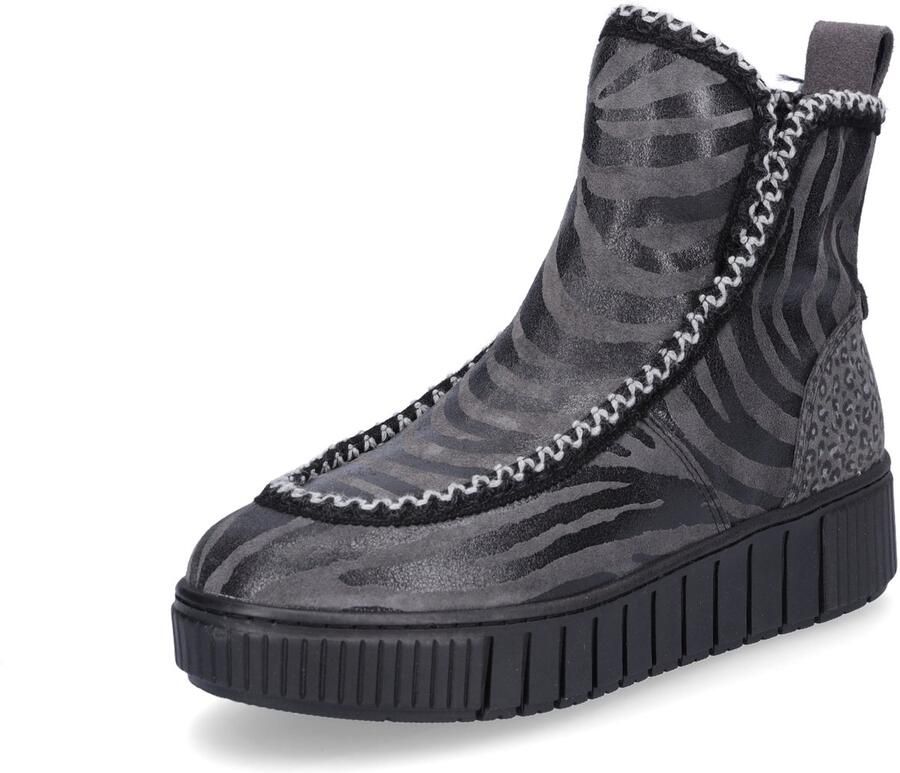 Tamaris dameslaars antraciet zebra