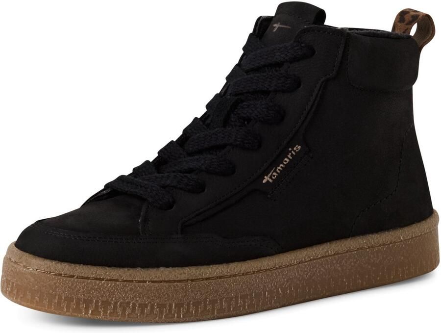 Tamaris leren enkellaars voor dames 1-2520345 001 laarzen leer gevoerd zwart