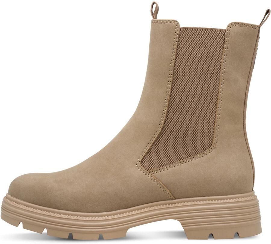 Tamaris Zwarte leren Chelsea laars met 6 cm hak Black Dames