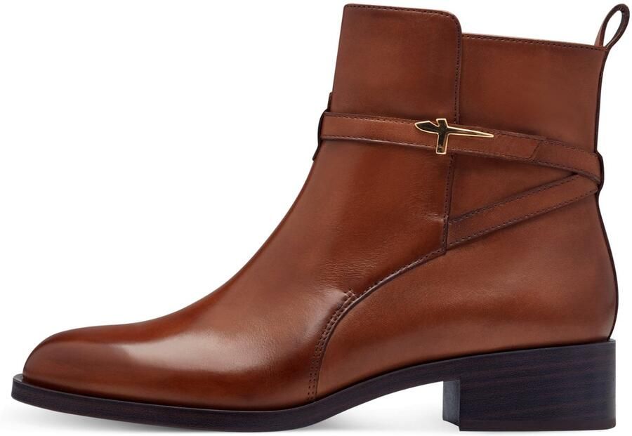 Tamaris Laarsjes blokhak business schoen ankleboots met t-logo decoratie