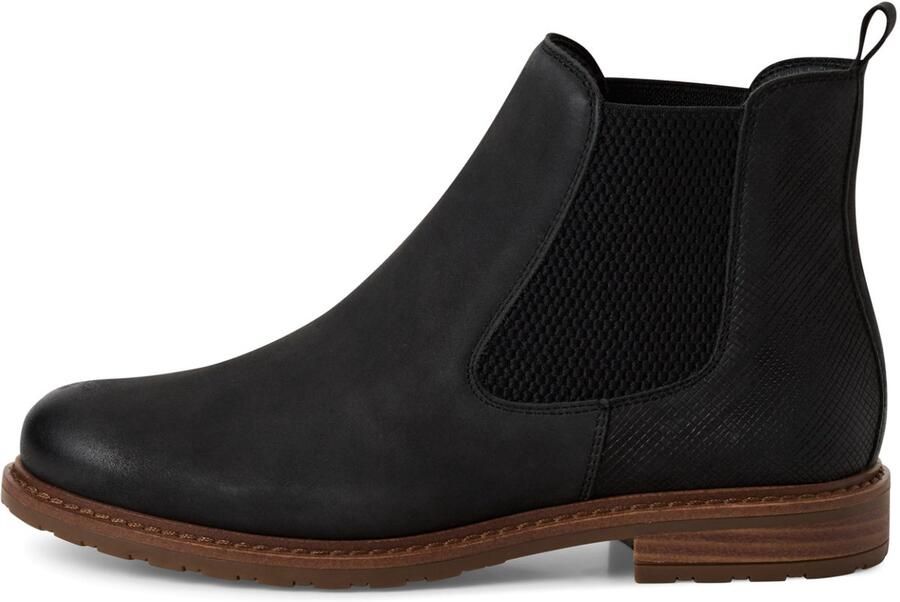Tamaris dames Chelsea boot 1-25056-41 leren laarzen enkellaarsjes zwart M2505641