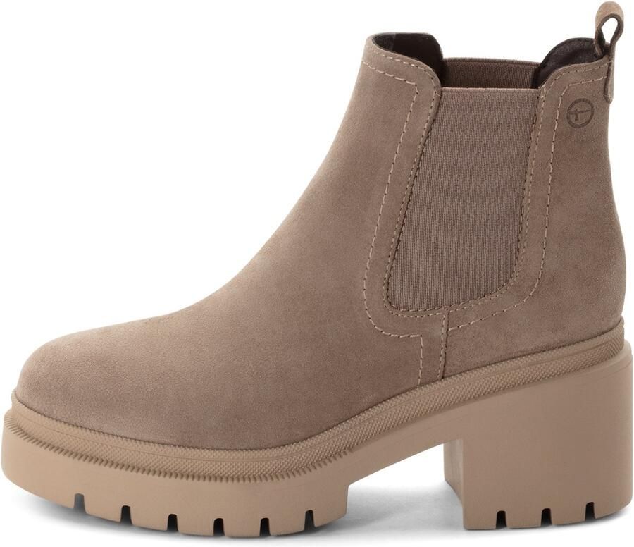 Tamaris dames chelsea boot leren laarzen enkellaars vrouwen leer M2545941 taupe - Foto 3