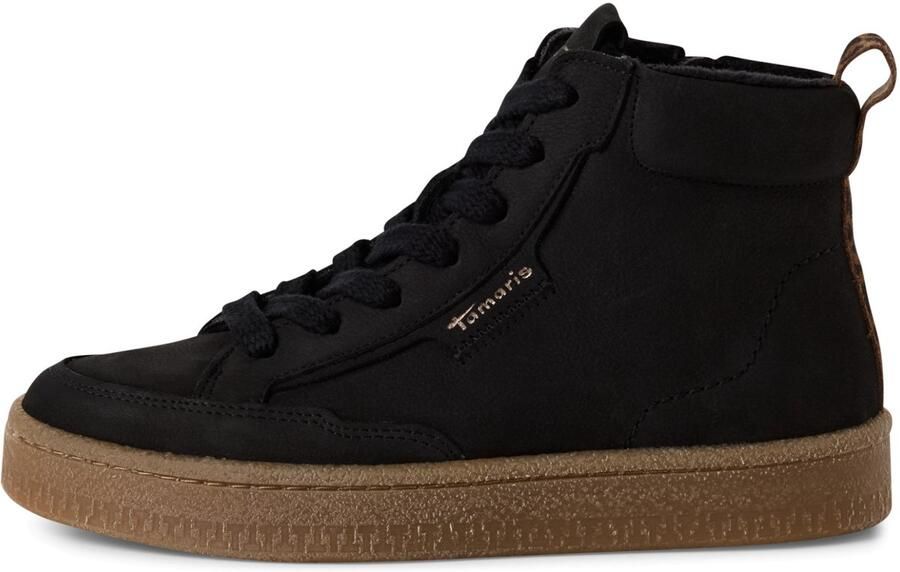 Tamaris leren enkellaars voor dames 1-2520345 001 laarzen leer gevoerd zwart