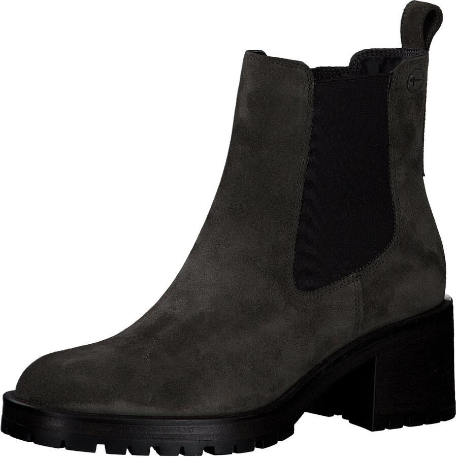 Tamaris Paarse Leren Enkellaars met Trendy 6cm Hak en Rits Paars Dames