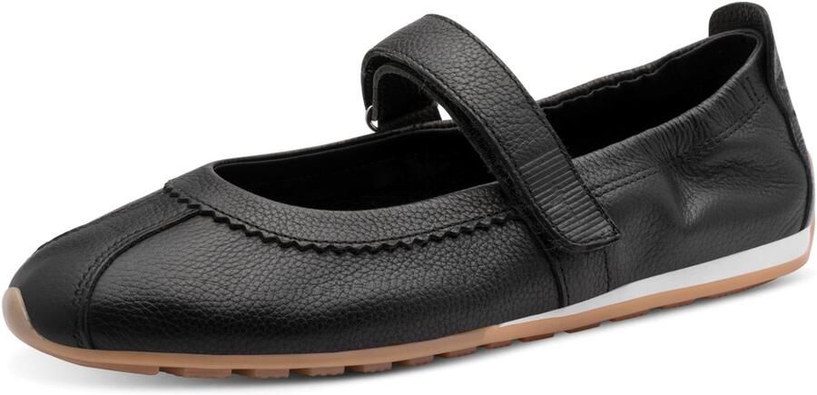 Tamaris dames leren ballerina 1-22145-46-001 damesschoenen met riempje zwart