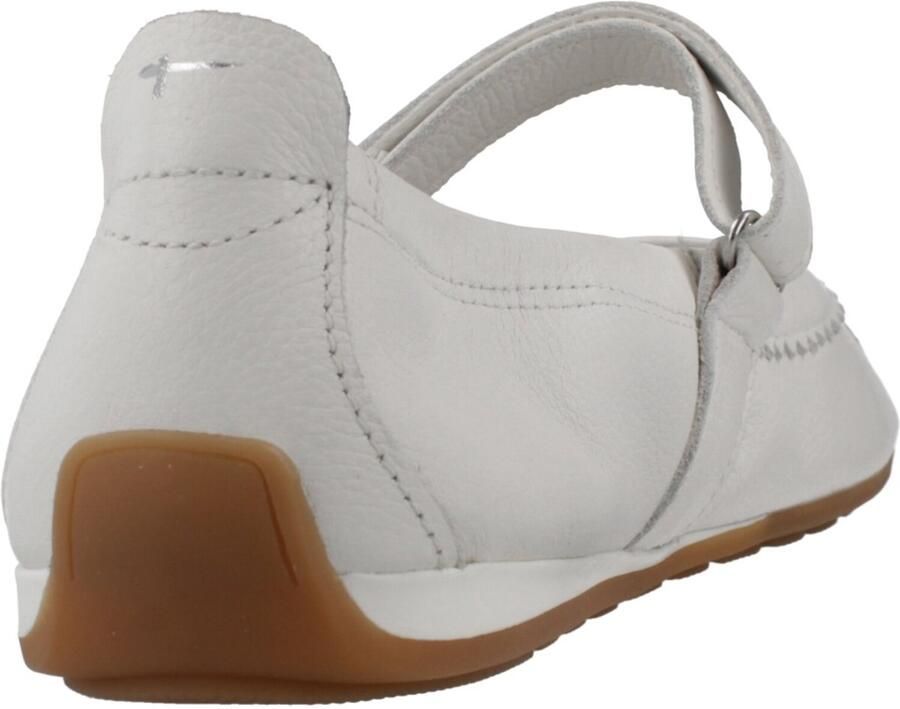 Tamaris dames leren ballerina 1-22145-46-100 damesschoenen met riempje wit