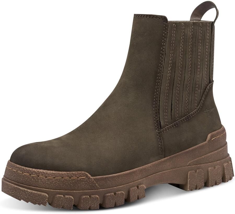 Tamaris dames leren Chelsea-laarsjes 1-25434-47-722 donkergroen