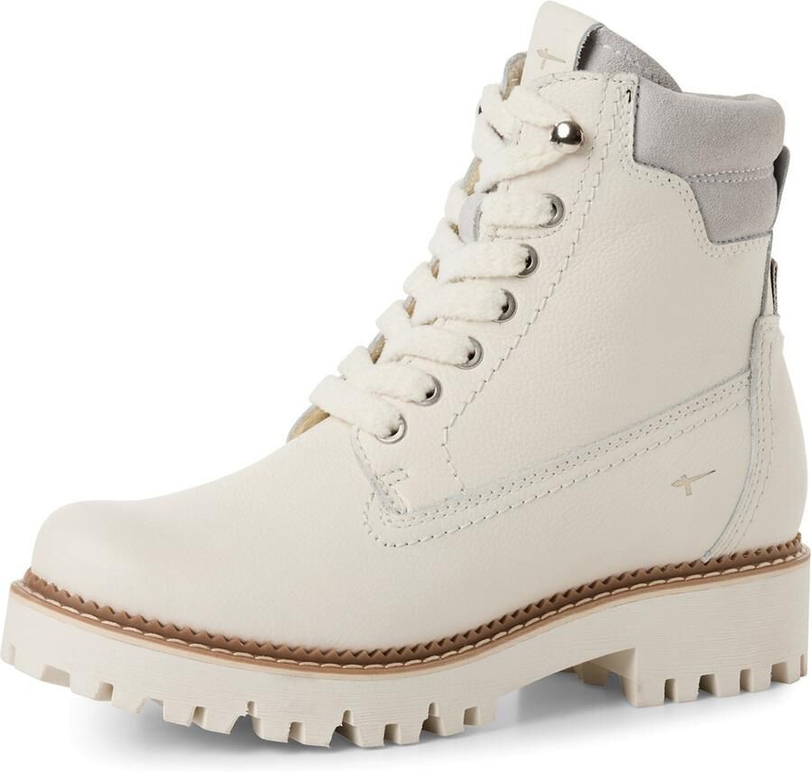 Tamaris dames leren enkellaars 1-26224-45 109 laarzen M2622445 wit