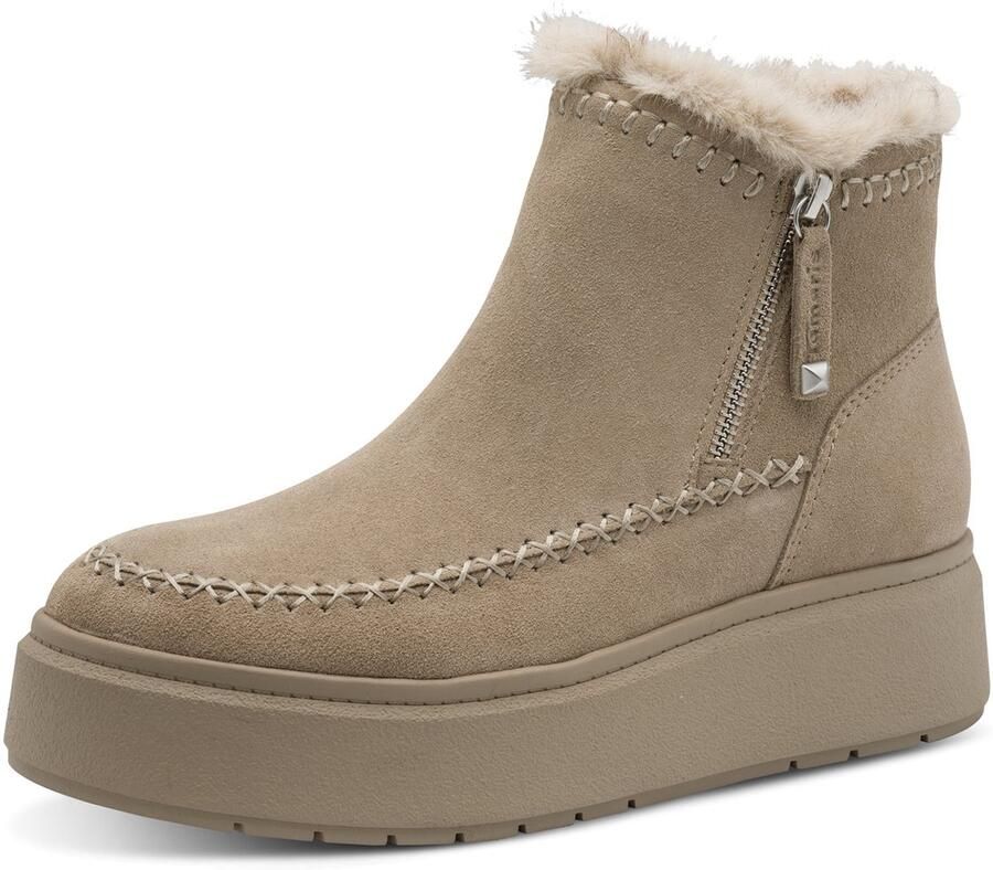 Tamaris dames leren enkellaars warme voering plateauzool 1-2644245-45 375 bruin
