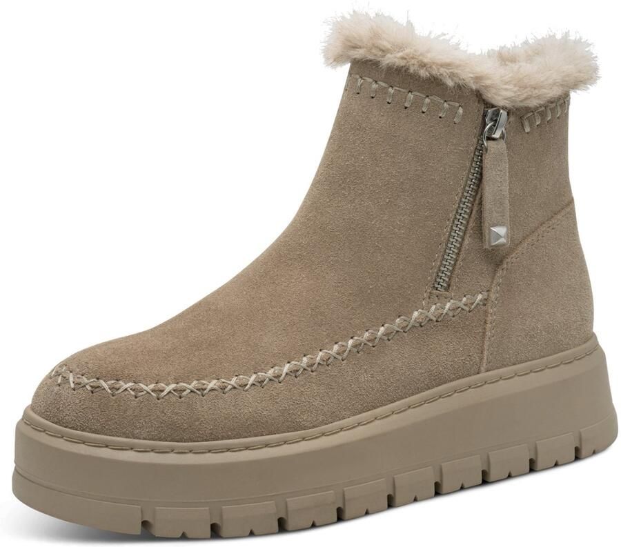 Tamaris dames leren enkellaars warme voering plateauzool 1-2644245-45 375 bruin