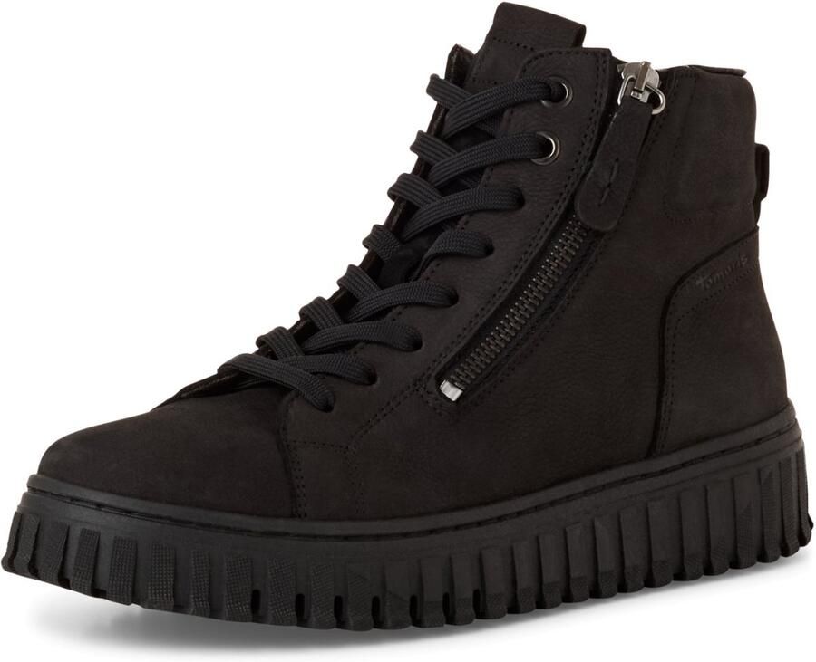 Tamaris dames leren enkellaarsjes zwart M2520643
