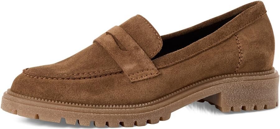 Tamaris dames leren instapschoenen 1-24300-45 300 Dames loafers lage schoenen bruin