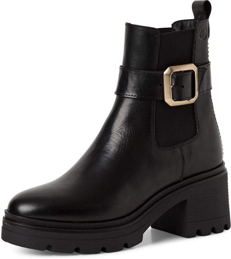 Tamaris dames leren laarzen enkellaarsjes vrouwen 1-25433-45 001 zwart M2543345