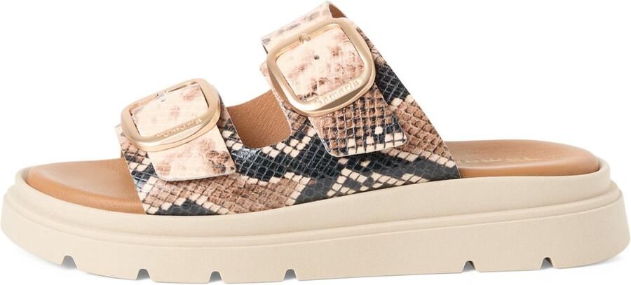 Tamaris dames leren muiltjes Beige Snake