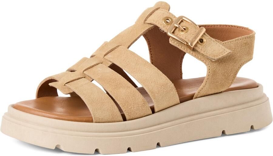 Tamaris dames leren sandalen 1-28214-46-400 damesschoenen sleehak beige - Foto 2