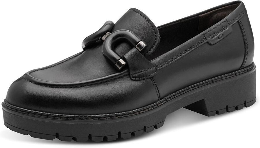 Tamaris dames leren slippers 1-24740-47-001 dames loafers zwart