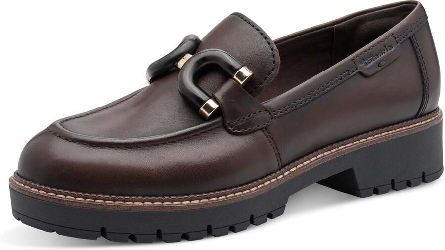 Tamaris dames leren slippers 1-24740-47-304 dames loafers bruin