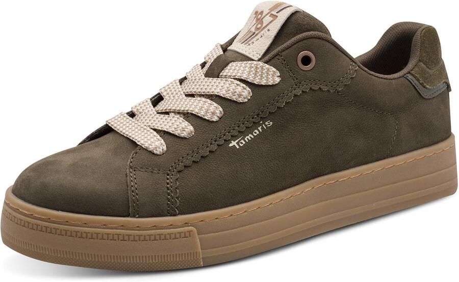 Tamaris dames leren sneaker 1-23730-47-722 dames veterschoen Groen