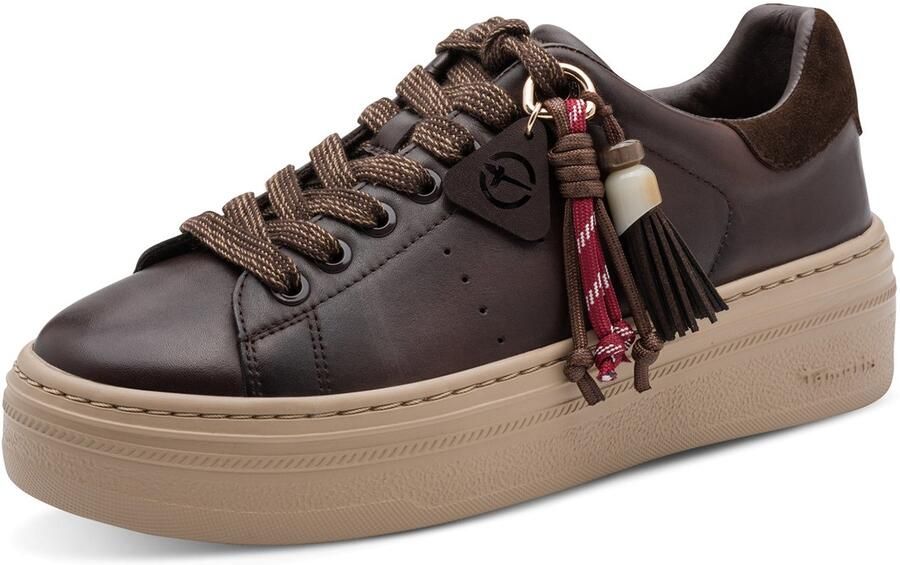Tamaris dames leren sneaker 1-23775-47-304 dames veterschoen bruin