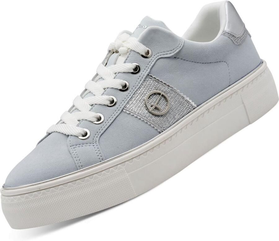 Tamaris dames leren sportschoenen lichtblauw