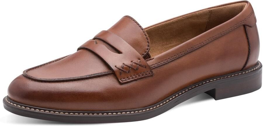 Tamaris dames leren slippers 1-24660-45-348 dames loafers bruin
