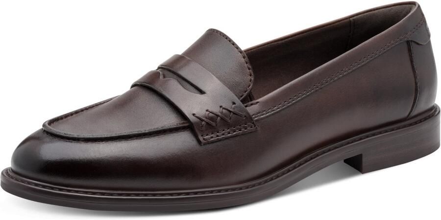 Tamaris dames leren slippers 1-24660-45-366 dames loafers donkerbruin