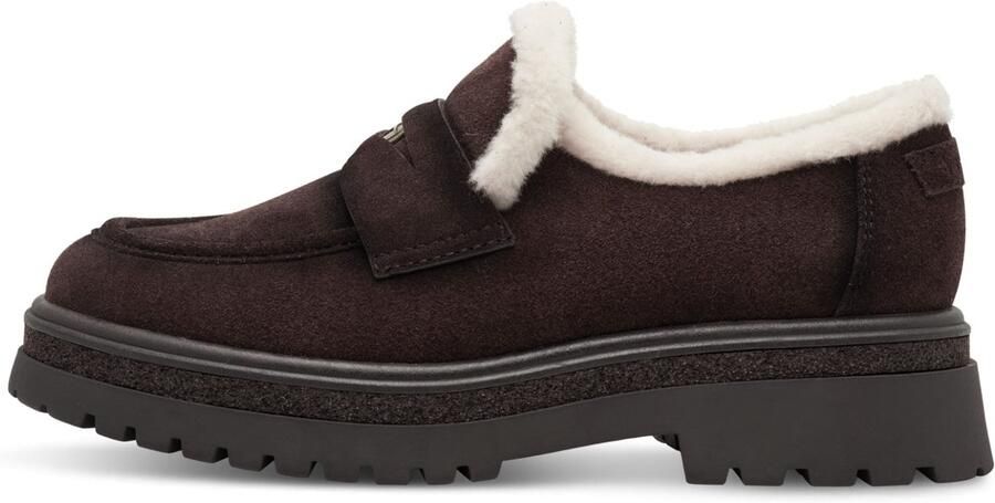 Tamaris dames leren slippers 1-24720-47-304 dames loafers met warme voering bruin
