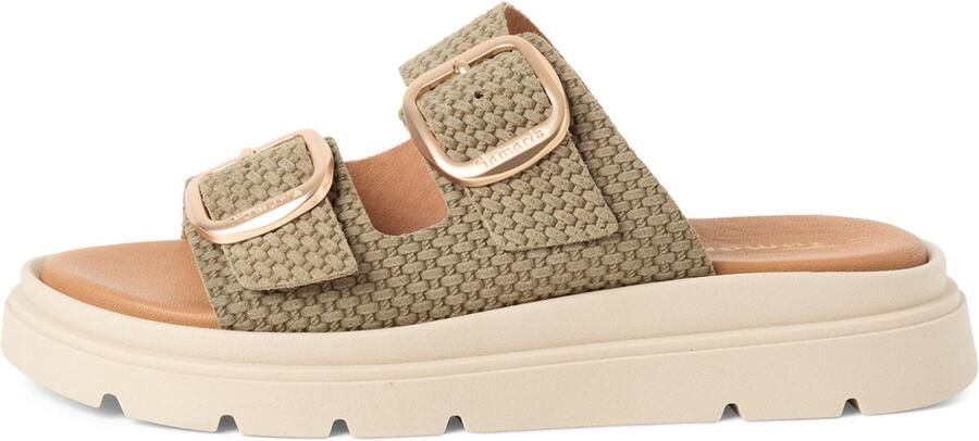 Tamaris dames leren muiltjes 1-27239-42-712 damesschoenen sleehak groen