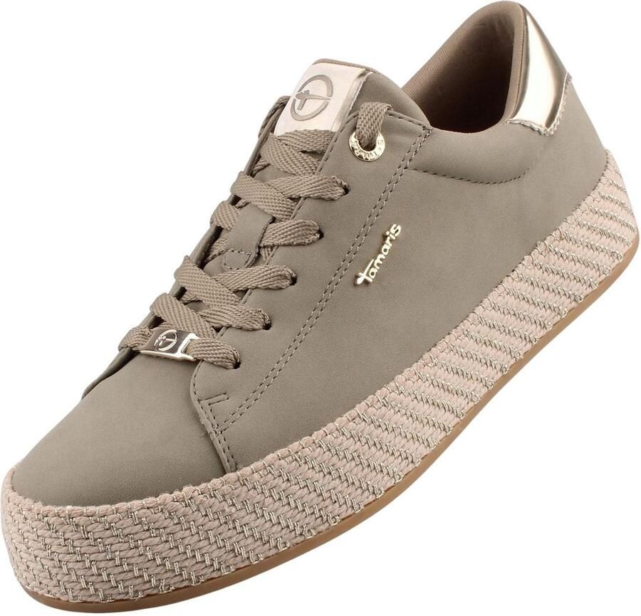 Tamaris Plateausneakers vrijetijdsschoen lage schoen veterschoen met textielkoord aan het plateau - Foto 2