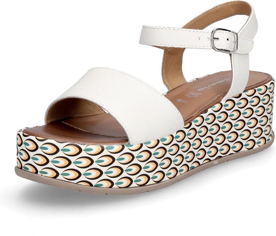 Tamaris dames plateau sandalen wit
