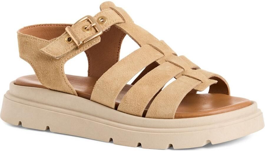 Tamaris dames leren sandalen 1-28214-46-400 damesschoenen sleehak beige