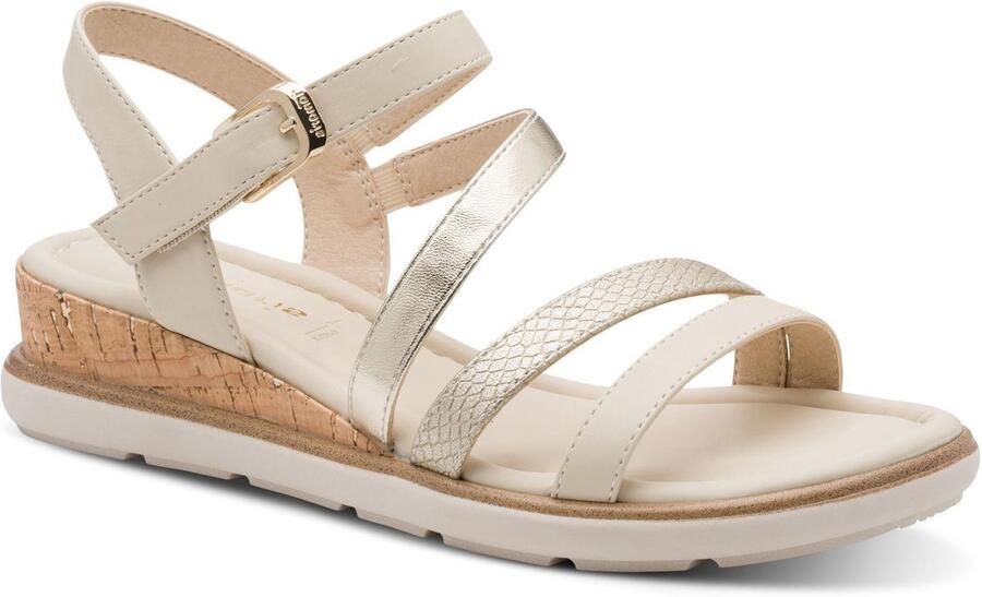Tamaris dames sandalen met sleehak ivoor Beige