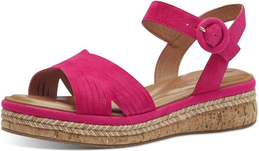 Tamaris Fuchsia Suède Sandaal met Gespsluiting Pink Dames