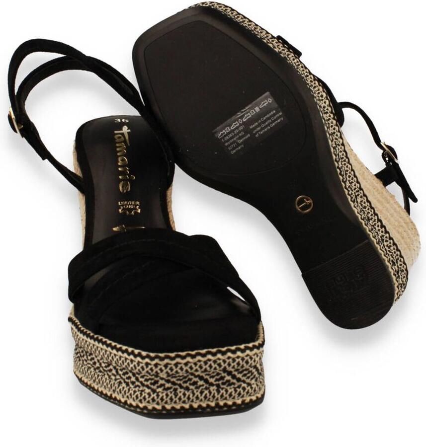 Tamaris Sandalen met sleehak zwart Leer Dames - Foto 5