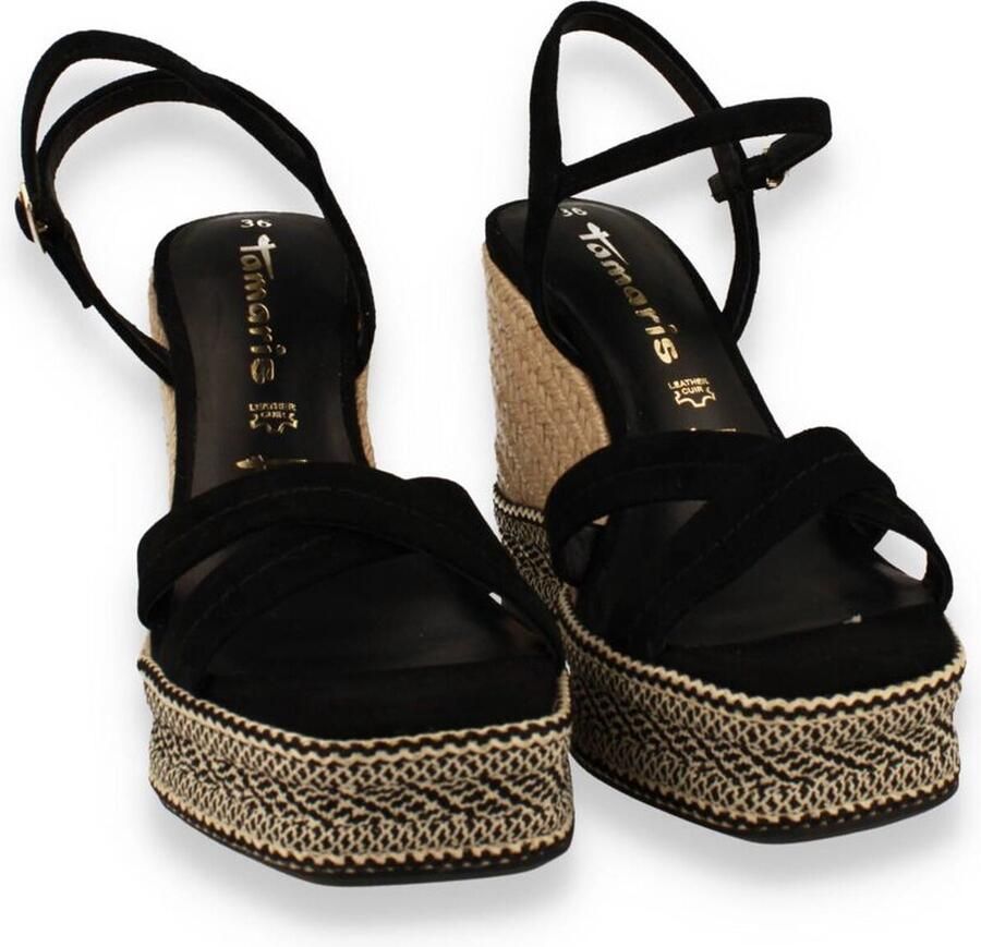 Tamaris Sandalen met sleehak zwart Leer Dames - Foto 4