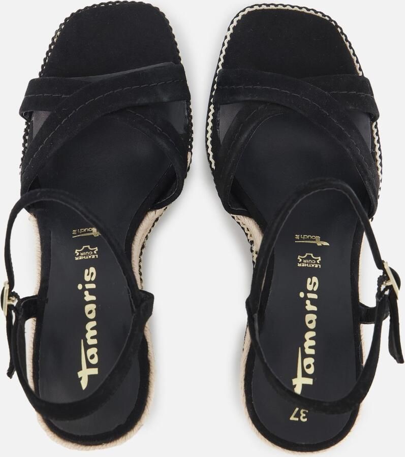 Tamaris Sandalen met sleehak zwart Leer Dames - Foto 8