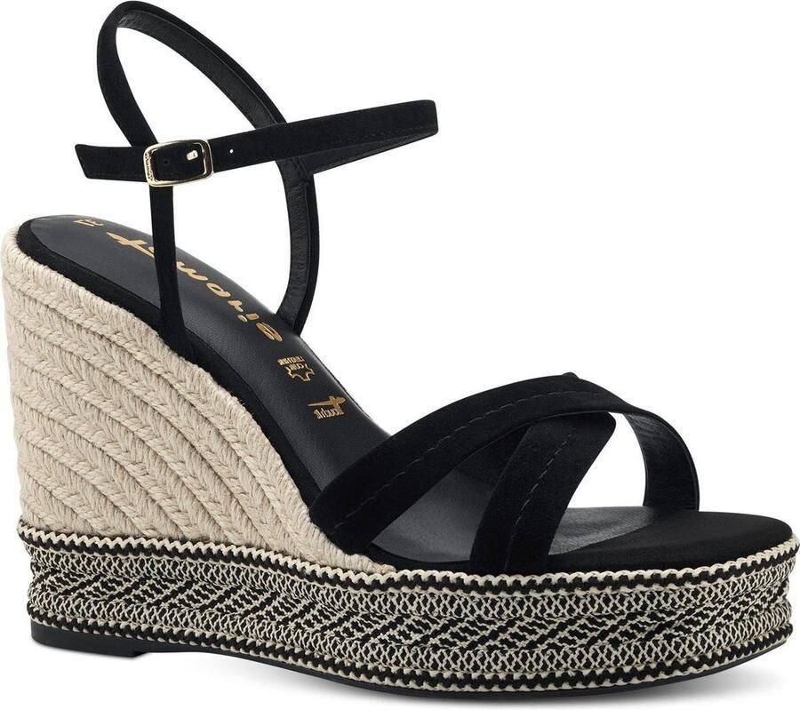 Tamaris Sandalen met sleehak zwart Leer Dames - Foto 6