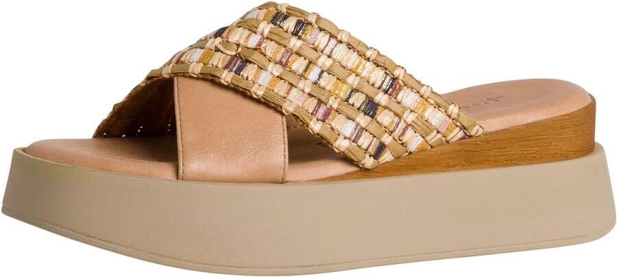 Tamaris Slippers Veda met stijlvol raffiabeleg