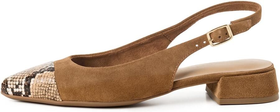 Tamaris Ballerina met riempjes beige cognac zwart