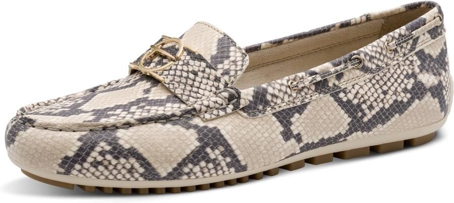Tamaris dames slip-on schoen 1-24630-44 483 Moccassin damesschoenen leer beige snake