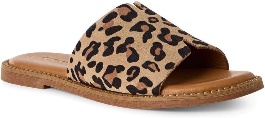 Tamaris Leren slippers met gestructureerde zool